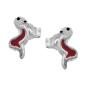 Preview: Ohrstecker Ohrring 10x4mm Kinderohrring Schlange rot-schwarz Silber 925