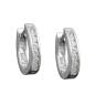 Preview: Creole 15x12x3mm Klappscharnier oval Zirkonias weiß rhodiniert Silber 925