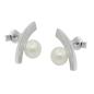 Preview: Ohrstecker Ohrring 17x9mm Bogen mit Glas-Imitatperle perlweiß Silber 925