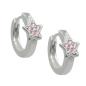 Preview: Creole 12x2mm Klappscharnier Stern mit Zirkonias pink Silber 925