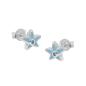 Preview: Ohrstecker Ohrring 7x6mm Kinderohrring Stern hellblau Zirkonia pink Silber 925