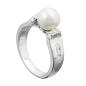 Preview: Ring mit 7mm Zuchtperle und vielen Zirkonias rhodiniert Silber 925 Ringgröße 56