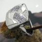 Preview: Ring 16x16mm mit Zirkonias lila-weiß matt-glänzend rhodiniert Silber 925 Ringgröße 54