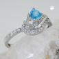 Preview: Ring 10mm Zirkonias aqua und weiß glänzend rhodiniert Silber 925 Ringgröße 58