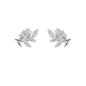 Preview: Ohrstecker Ohrring 11x6mm Blatt mit Zirkonias Silber 925