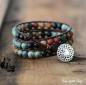 Preview: Wickelarmband mit Amazonit, Jaspis & Onyx – bunte Natursteinperlen
