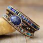 Preview: Wickelarmband mit Sodalith- und Jaspisperlen