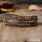 Preview: Wickelarmband mit Pyrit & Perlen – Braun und Bronze