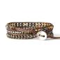 Preview: Wickelarmband mit Pyrit & Perlen – Braun und Bronze