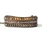 Preview: Wickelarmband mit Pyrit & Perlen – Braun und Bronze