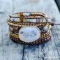 Preview: Wickelarmband aus natürlichem Achat mit Mondlicht-Achat und Jaspis im Boho-Design