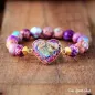 Preview: Perlenarmband aus lila Jaspis, Boho-Herzband