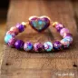 Preview: Perlenarmband aus lila Jaspis, Boho-Herzband