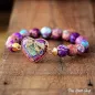 Preview: Perlenarmband aus lila Jaspis, Boho-Herzband
