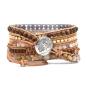 Preview: Wickelarmband mit Ammoniten-Fossil, Sonnenstein & Holzperlen