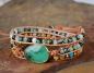 Preview: Grünes Jade- & Jaspis Wickelarmband aus Leder – Boho Stil