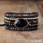 Preview: Wickelarmband mit natürlichen schwarzen Onyx-Perlen