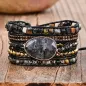 Preview: Natürlicher schwarzer Labradorit & Picasso-Jaspis Perlen-Wickelarmband