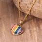 Preview: 7 Chakra Herz Kette – Kaiser-Jaspis | Edelstahl goldfarben