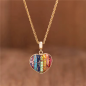 Preview: 7 Chakra Herz Kette – Kaiser-Jaspis | Edelstahl goldfarben