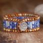 Preview: Wickelarmband mit Jaspis und blauem Punktstein