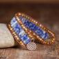 Preview: Wickelarmband mit Jaspis und blauem Punktstein