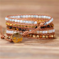 Preview: Manschettenarmband mit weißem Drusy Stein – Lederarmband im Boho Stil