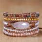 Preview: 5-lagiges Rosenquarz-Wickelarmband mit Natursteinen