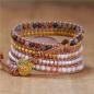 Preview: 5-lagiges Rosenquarz-Wickelarmband mit Natursteinen