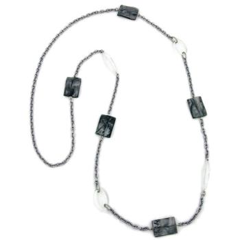 Preview: Kette 25x16mm Viereck Kunststoff silbergrau kristall Ankerkette Alu 100cm