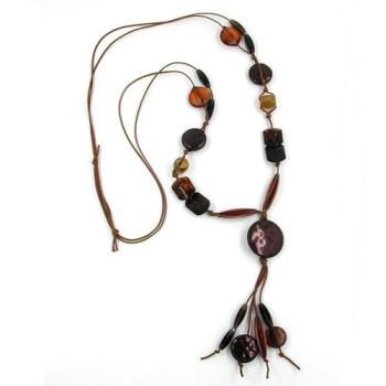 Preview: Kette 28mm Scheibe Kunststoff kaffeebraun Kordel braun 90cm