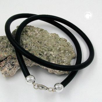 Rundschnur 6mm Vollgummikette Verschluss silberfarbig 45cm