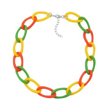 Preview: Kette Weitpanzer Kettenglieder Kunststoff gelb-apricot-grün 45cm