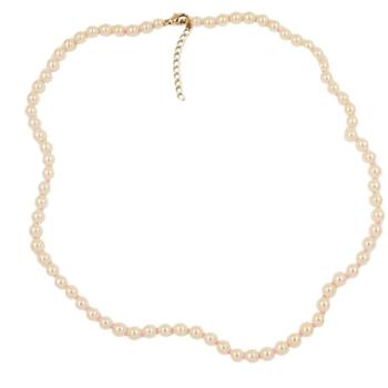 Preview: Kette 8mm Glasperlenkette geknotet cremefarben 65cm