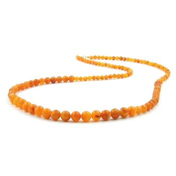 Preview: Kette 6-8-10mm Perlen bernsteinfarbig glänzend Kunststoff 90cm
