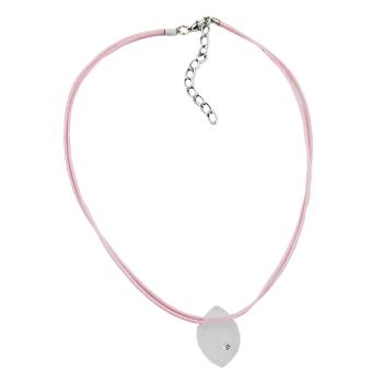 Kette Anhänger Kunststoff kristall-transparent-matt Kordel rosa 38cm