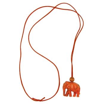 Preview: Kette 35x32x18mm Elefant Kunststoff orange-schwarz marmoriert Kordel orange 90cm