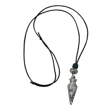 Kette 67x12mm spitze Tüte Kunststoff altsilberfarben Kordel schwarz 90cm