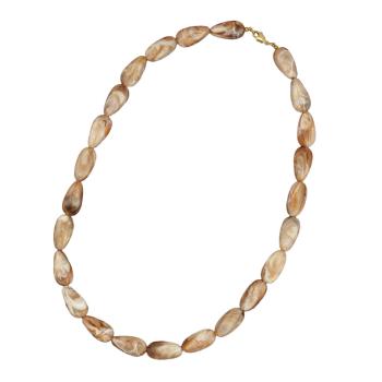 Kette 25x17mm Winkelperle Kunststoff natur-beige-marmoriert glänzend 60cm