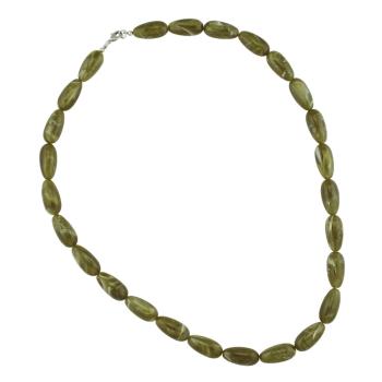 Kette 22x11mm Birnenperle Kunststoff oliv-weiß-marmoriert glänzend 60cm