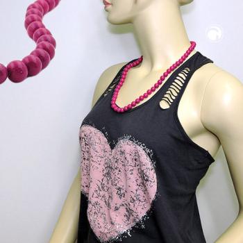 Kette 10mm Kunststoffperlen beere-violett-glänzend 60cm