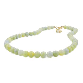 Kette 10mm Kunststoffperlen türkis-grün-weiß-gelb marmoriert mit Perle 45cm