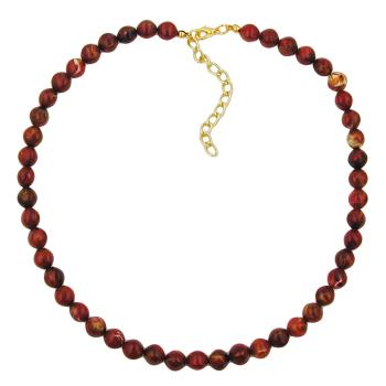 Kette 8mm Vierkantperle Kunststoff rot-gold-marmoriert glänzend 45cm