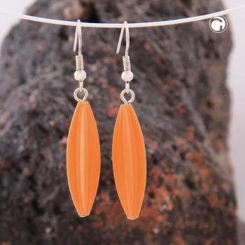 Ohrhaken Ohrhänger Ohrringe 30x9mm Rillenolive satt orange glänzend