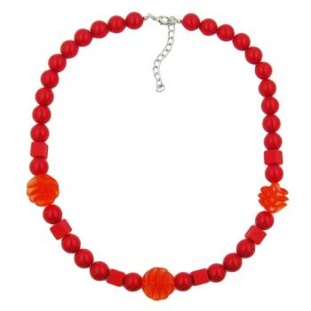 Preview: Kette 20mm 3x Spiralperle Kunststoff rot transparent und rote Perlen 52cm