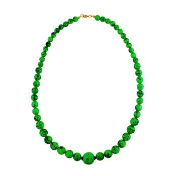 Kette Perlen Fadenperle apfelgrün-schwarz Kunststoff 55cm