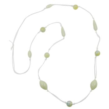 Kette Kunststoffperlen mint-grün-marmoriert Kordel weiß 110cm