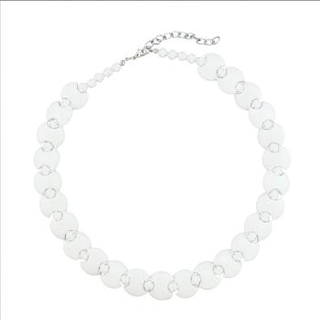 Kette 18mm Scheibe Kunststoff weiß glänzend Knotenperle weiß 43cm