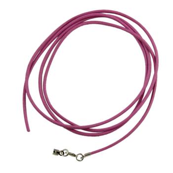 Lederband Rundschnur Rindleder 2mm pink gefärbt mit 1x Verschluss silberfarbig 1m