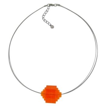 Preview: Kette Drahtkette Stufenperle orange-transparent Kunststoffperlen 45cm